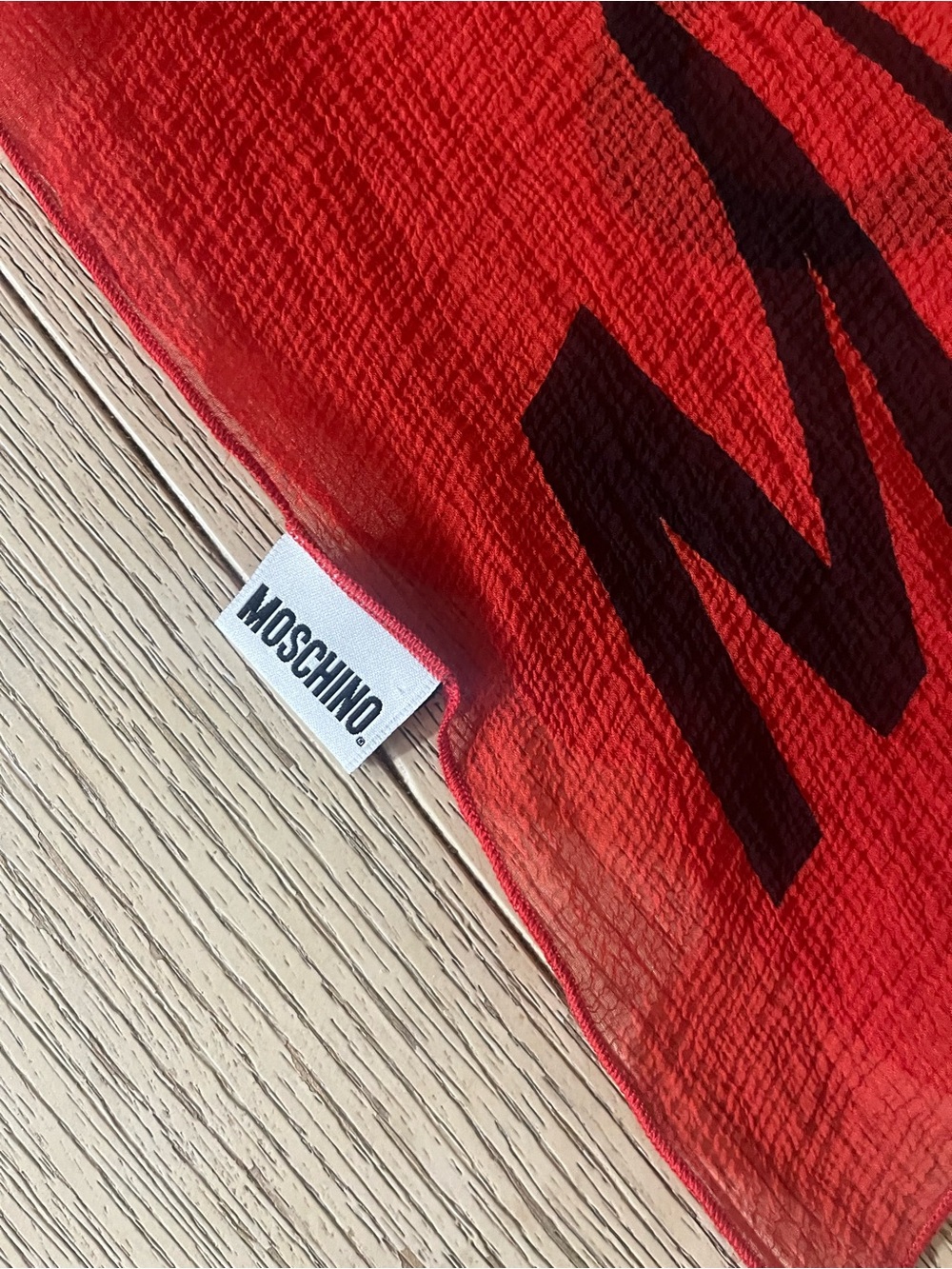 Moschino Red Scarf with Black Logo Accent